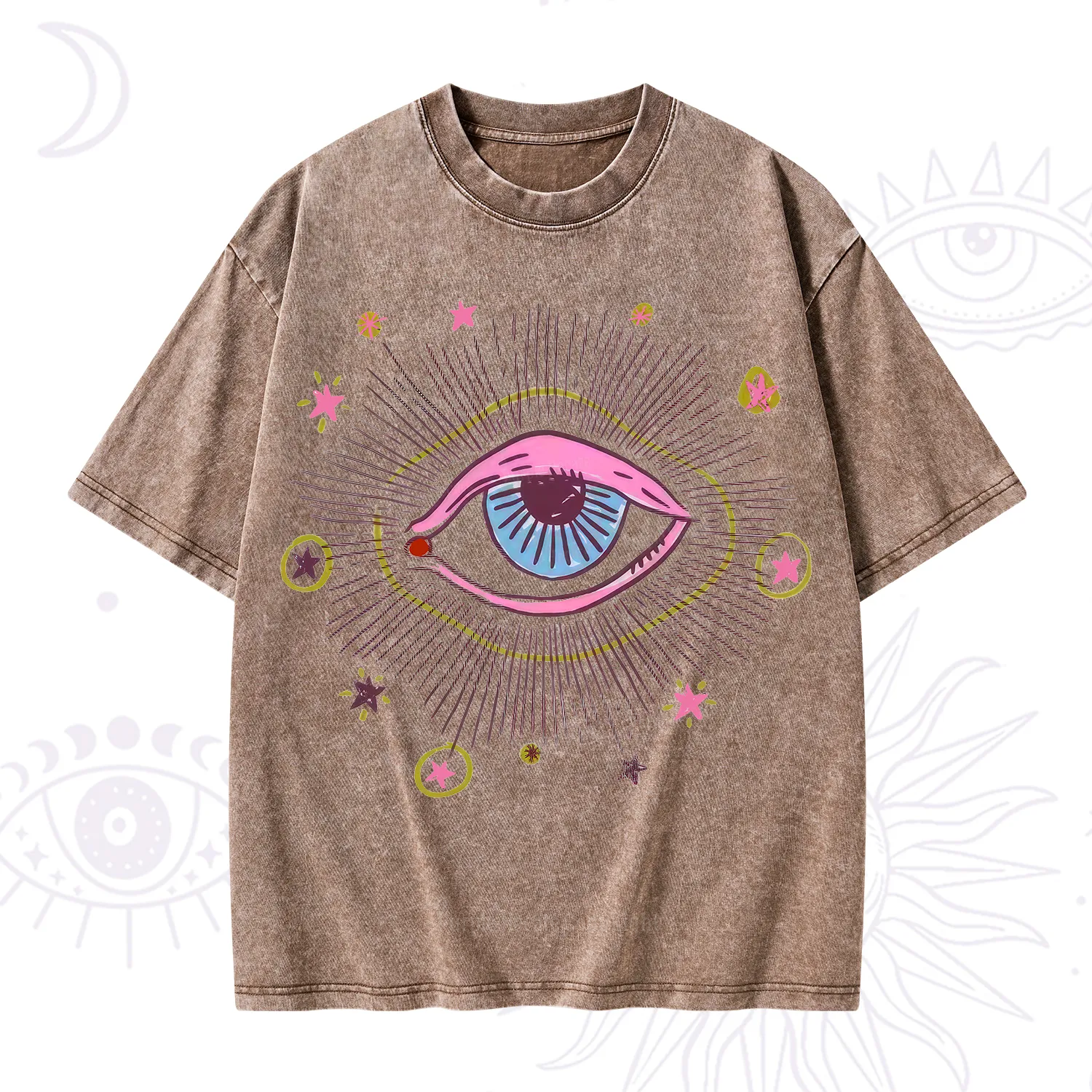 Purplehecate Mystic Gaze Evil Eye Protection Washed T-Shirt