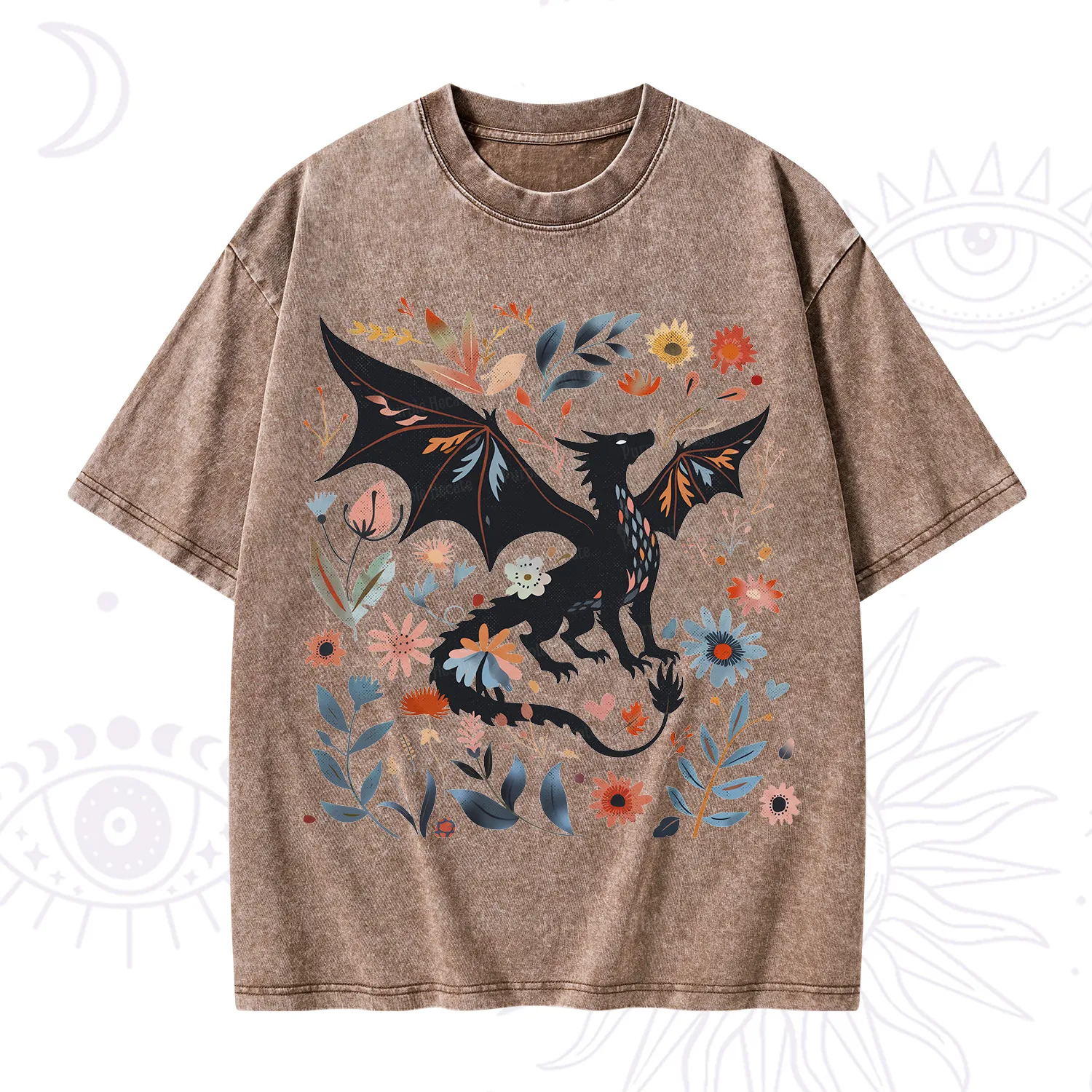 Purplehecate Vintage Fantasy Wyvern Bookish Washed T-Shirt