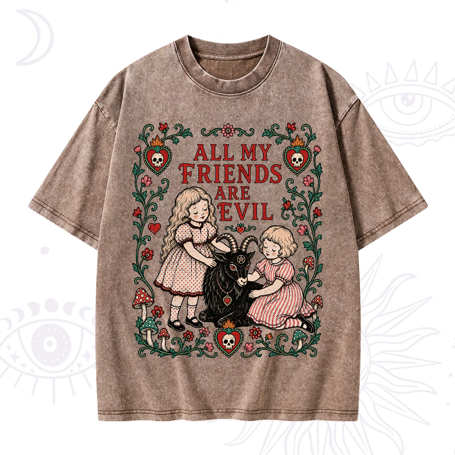 Purplehecate All My Friends Are Evil Washed T-Shirt