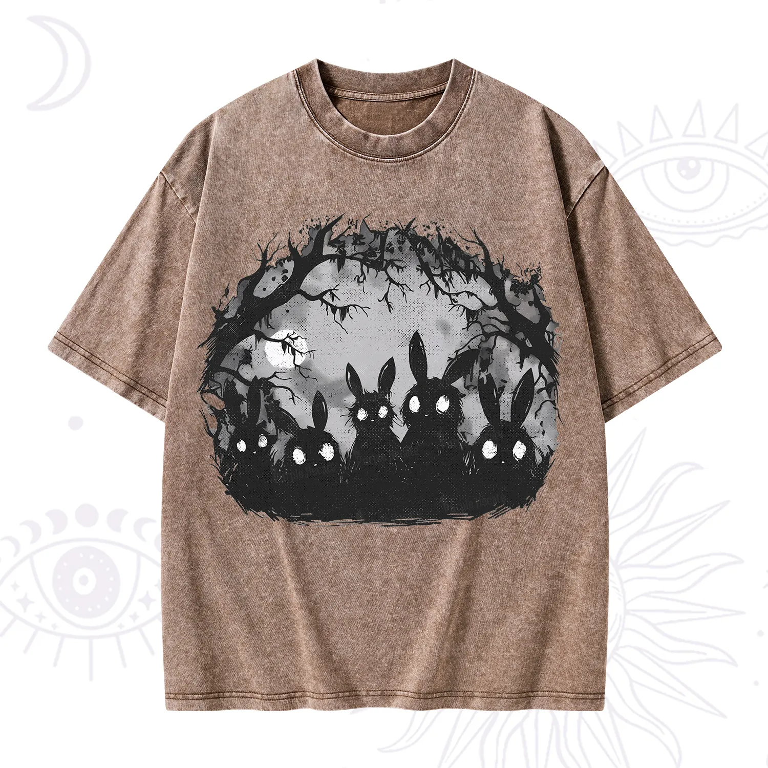 Purplehecate Creepy Weirdcore Bunny Washed T-Shirt