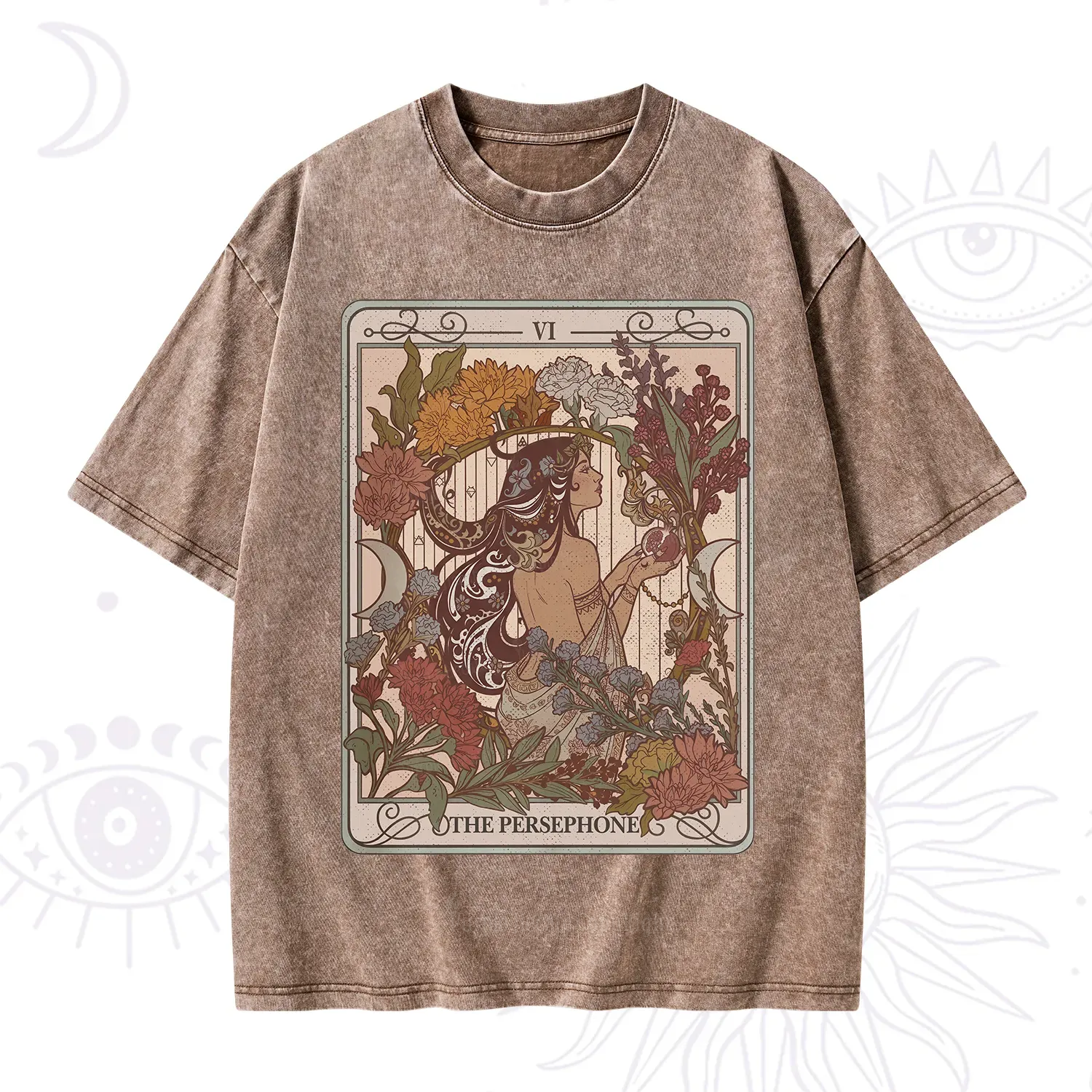Purplehecate The Persephone Goddess Tarot Card Washed T-Shirt