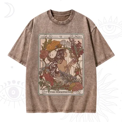 Purplehecate The Persephone Goddess Tarot Card Washed T-Shirt