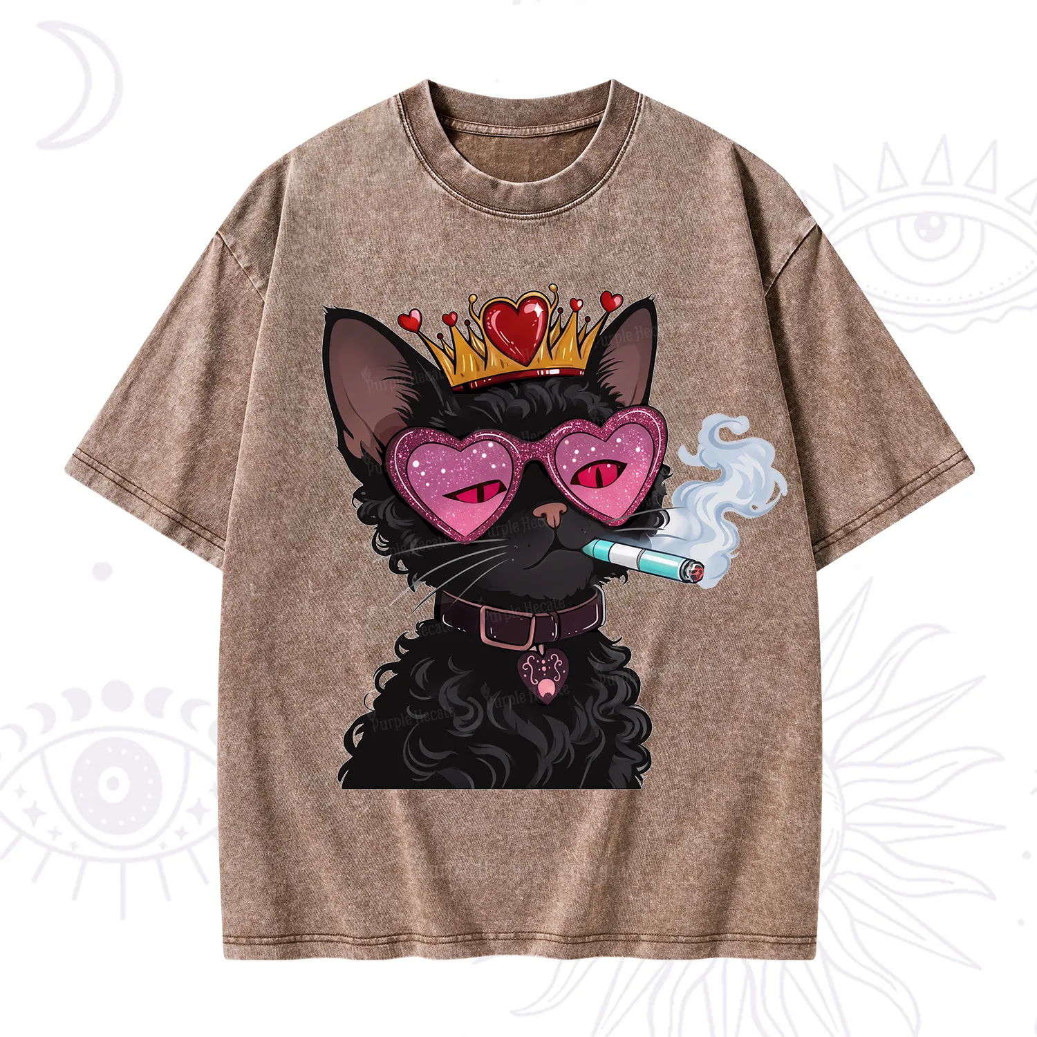 Purplehecate Join the Baddie Era Queen Cat Washed T-Shirt