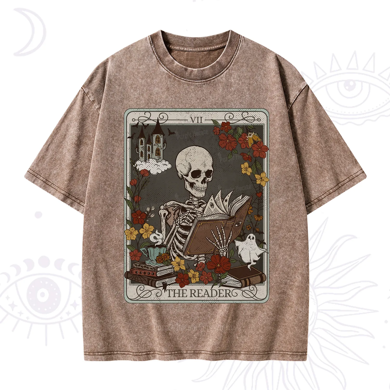 Purplehecate The Reader Tarot Card Washed T-Shirt