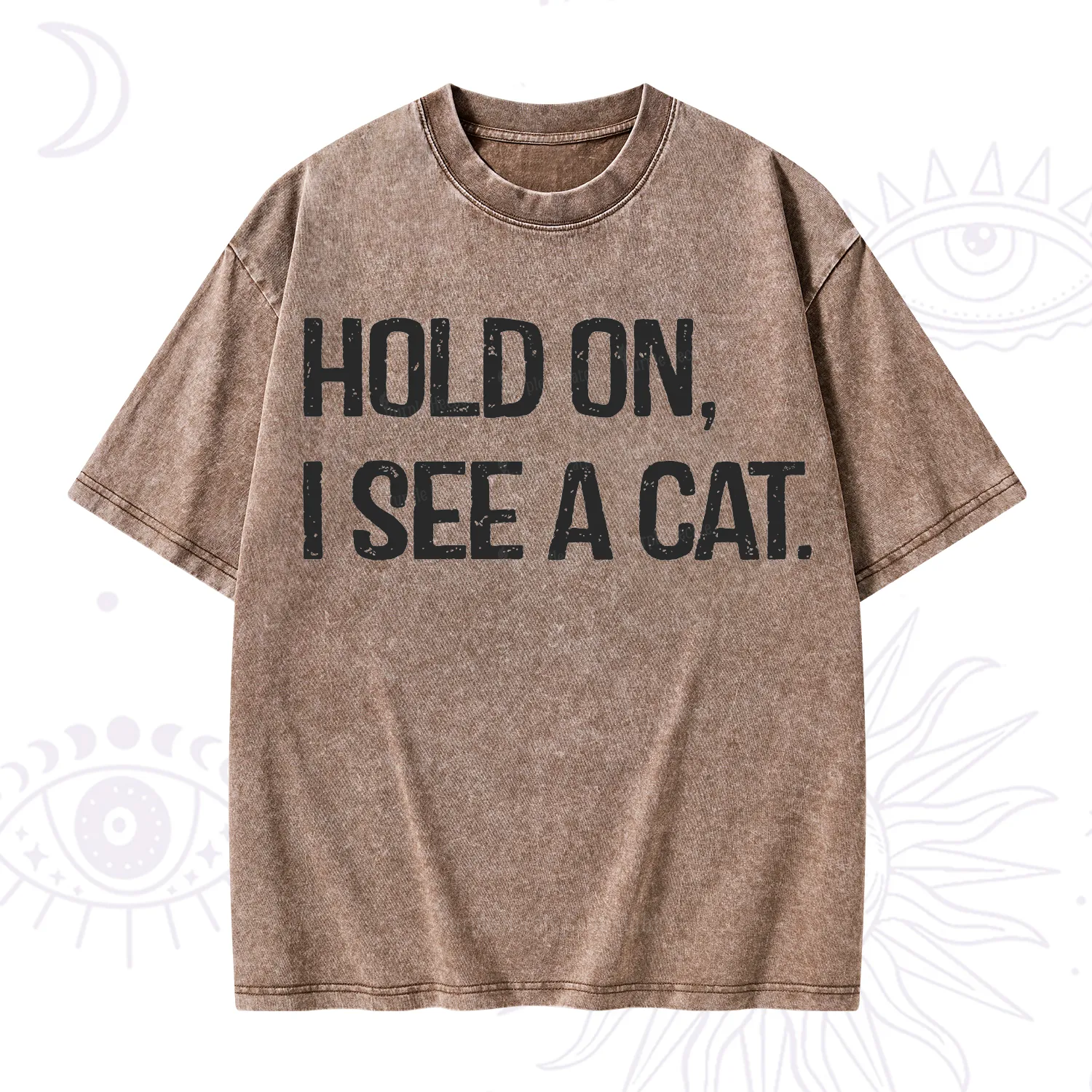 Purplehecate Hold on I See A Cat Washed T-Shirt