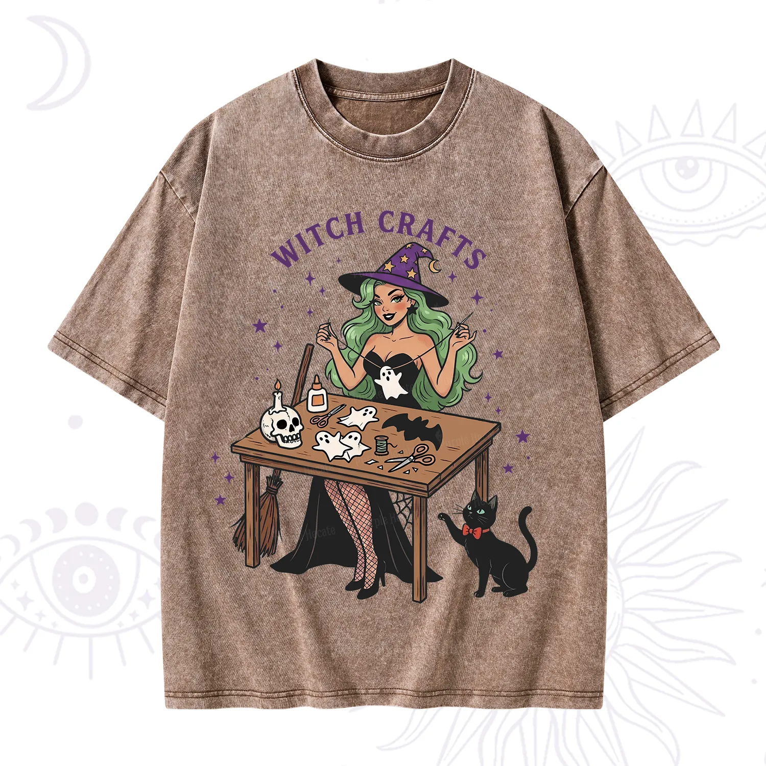 Purplehecate Quirky Witch Crafts Washed T-Shirt