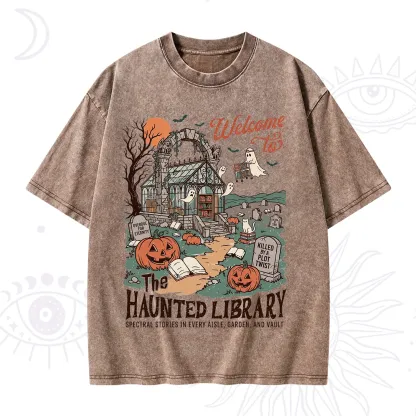 Purplehecate Welcome to the Haunted Library Washed T-Shirt