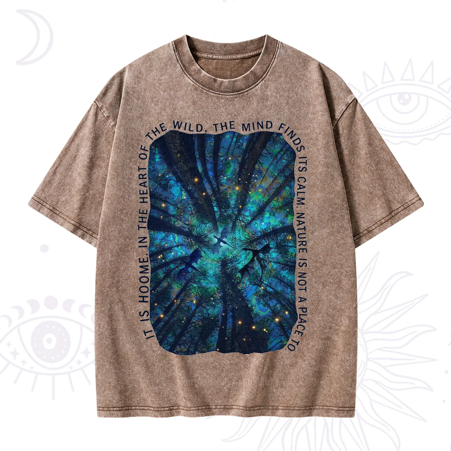 Purplehecate Forest Mindscape Night Sky Washed T-Shirt