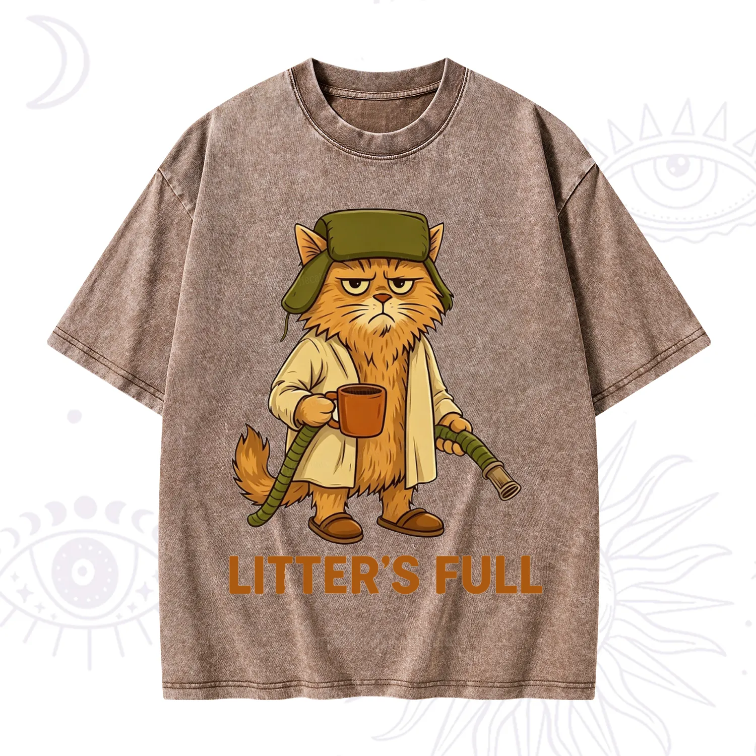 Purplehecate Litter's Full Funny Cat Washed T-Shirt