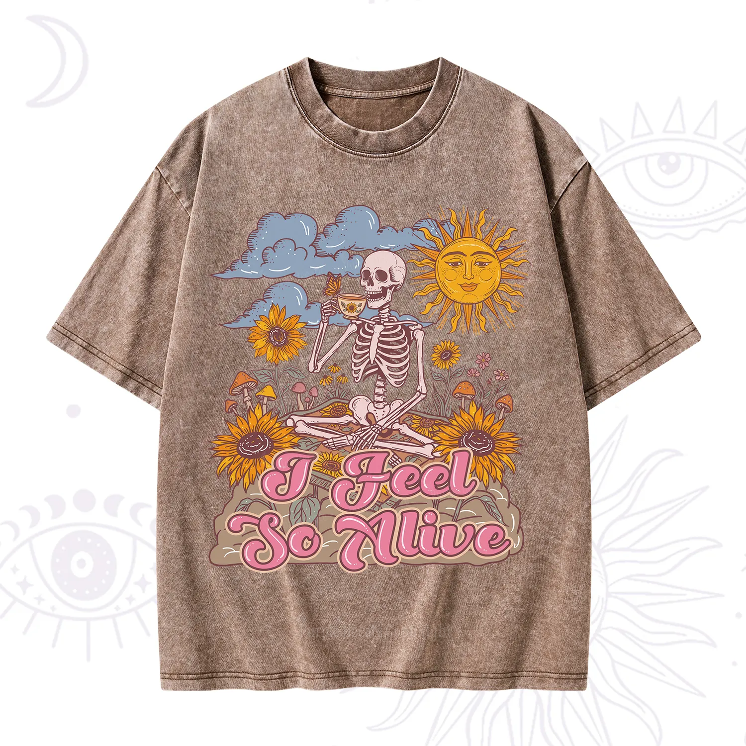 Purplehecate I feel So Alive Dancing Sarcastic Skeleton Washed T-Shirt