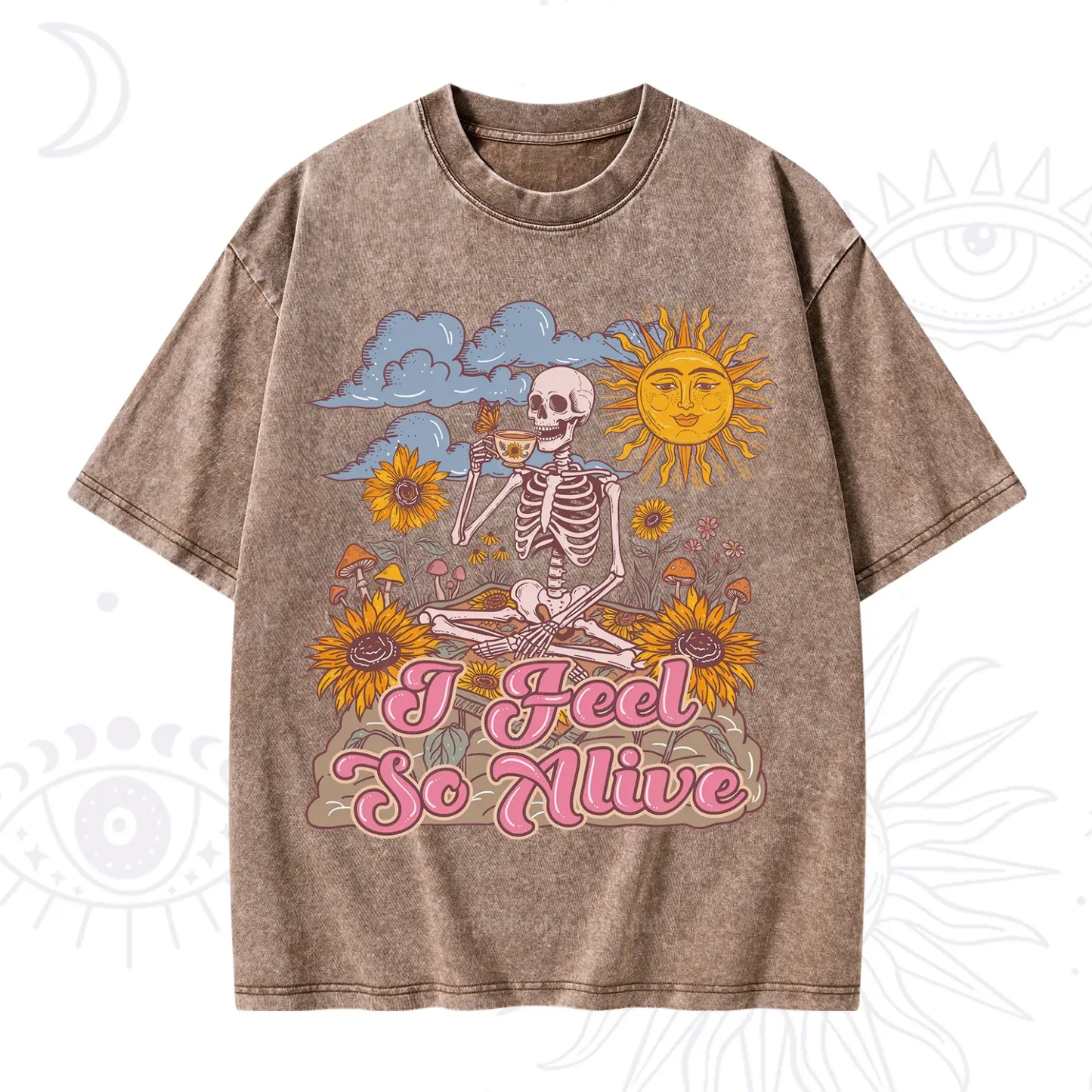 Purplehecate I feel So Alive Dancing Sarcastic Skeleton Washed T-Shirt