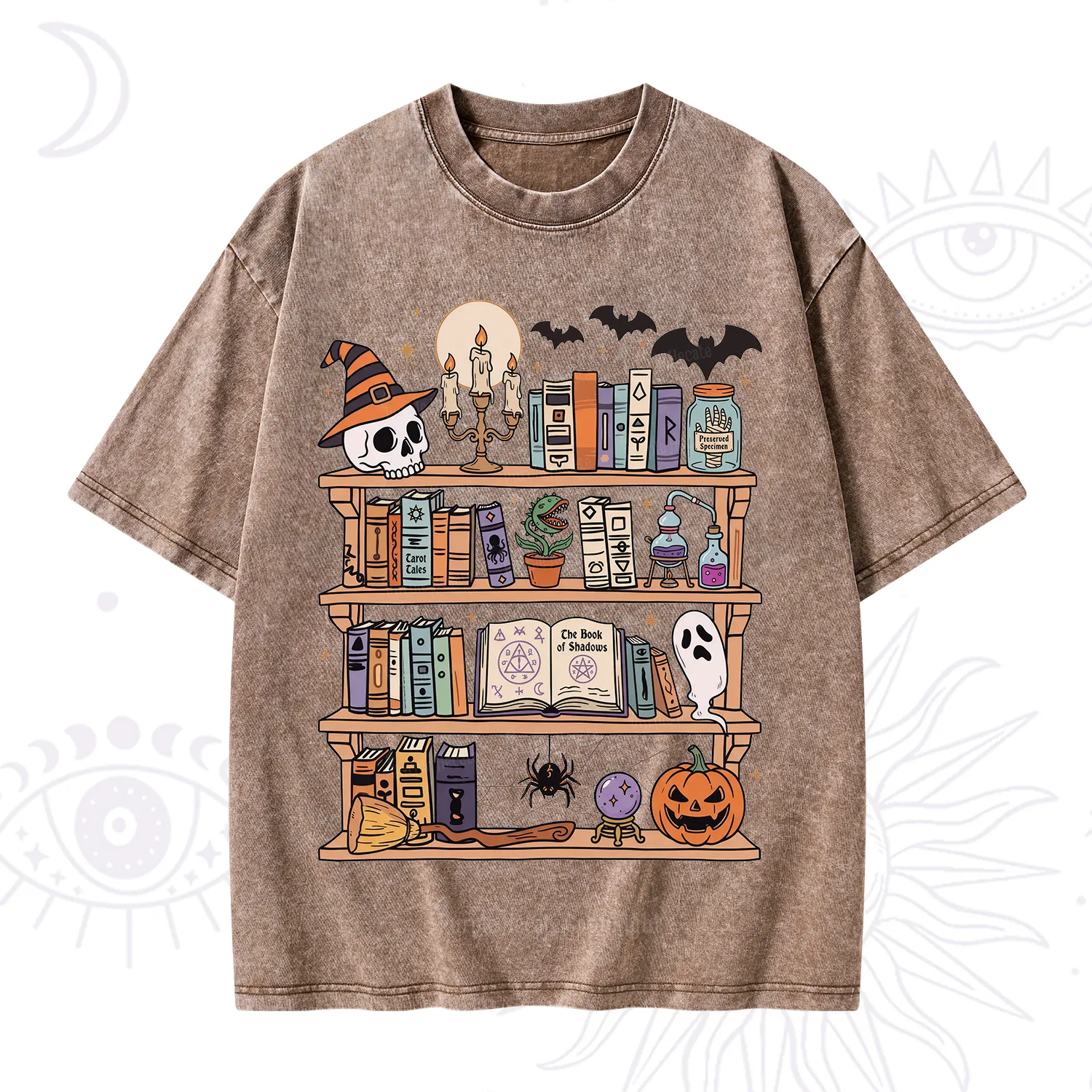 Purplehecate Halloween Library Washed T-Shirt
