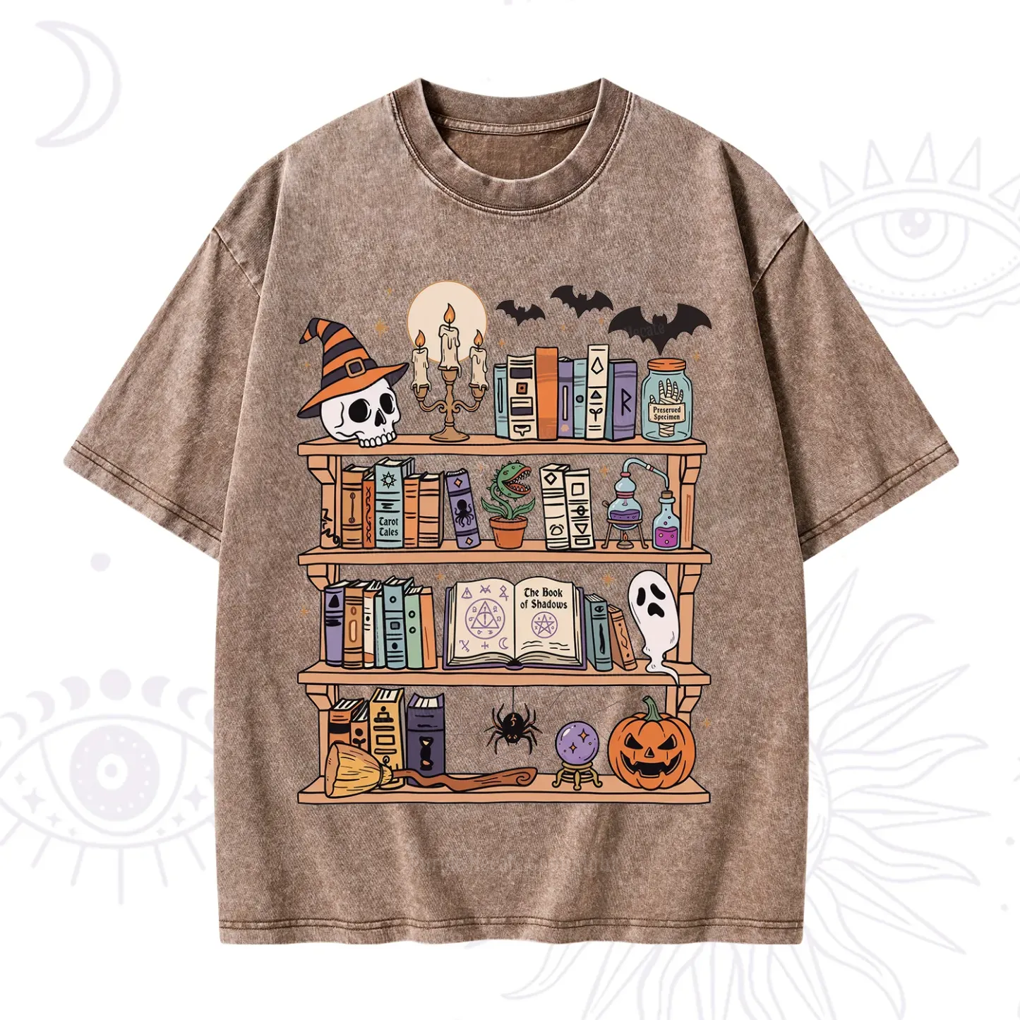 Purplehecate Halloween Library Washed T-Shirt