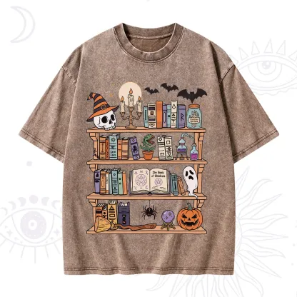 Purplehecate Halloween Library Washed T-Shirt