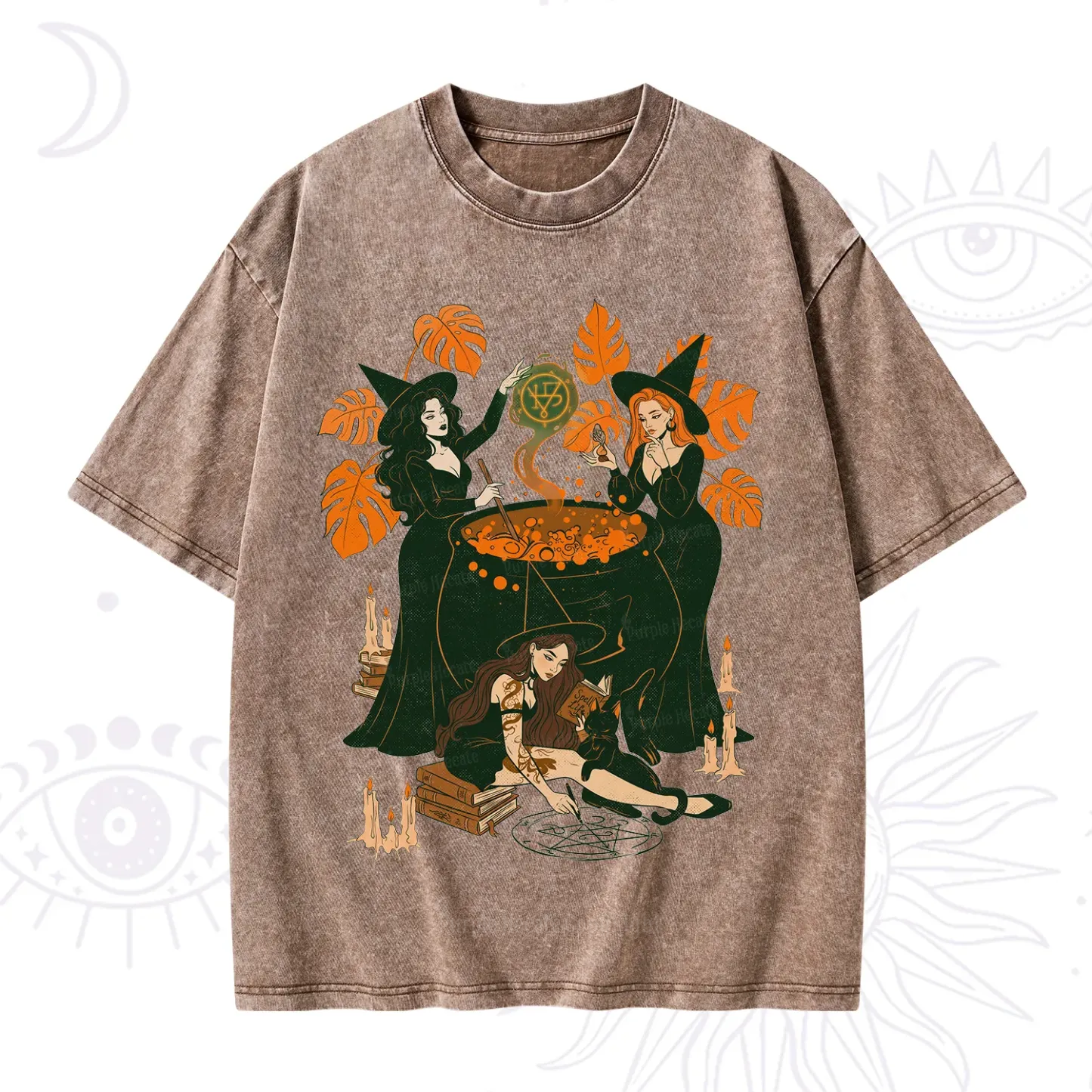 Purplehecate Midnight Potion Ritual Halloween Washed T-Shirt