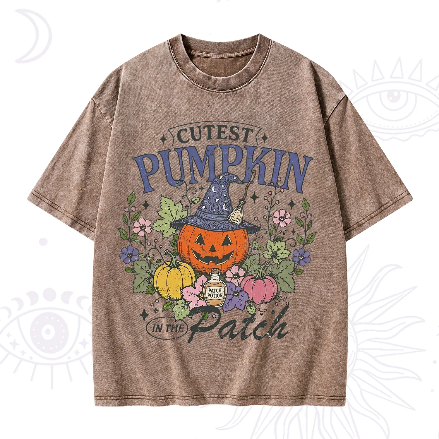 Purplehecate Cutest Pumpkin in the Patch Halloween Washed T-Shirt