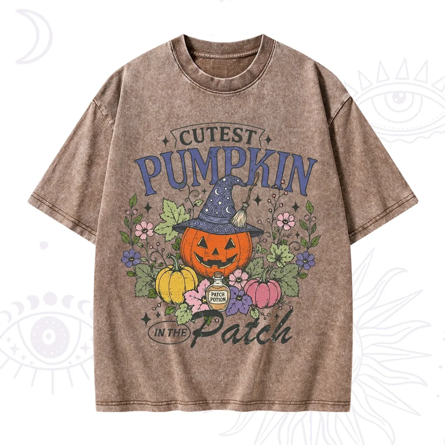 Purplehecate Cutest Pumpkin in the Patch Halloween Washed T-Shirt