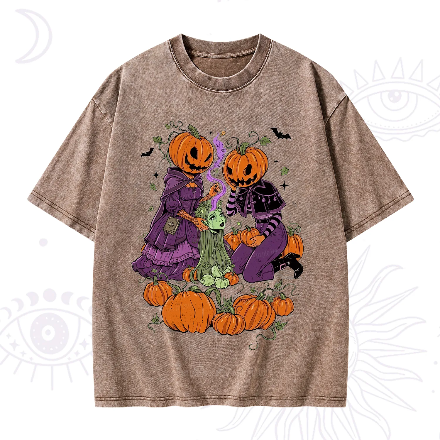 Purplehecate Spooky Witch Pumpkin Patch Washed T-Shirt
