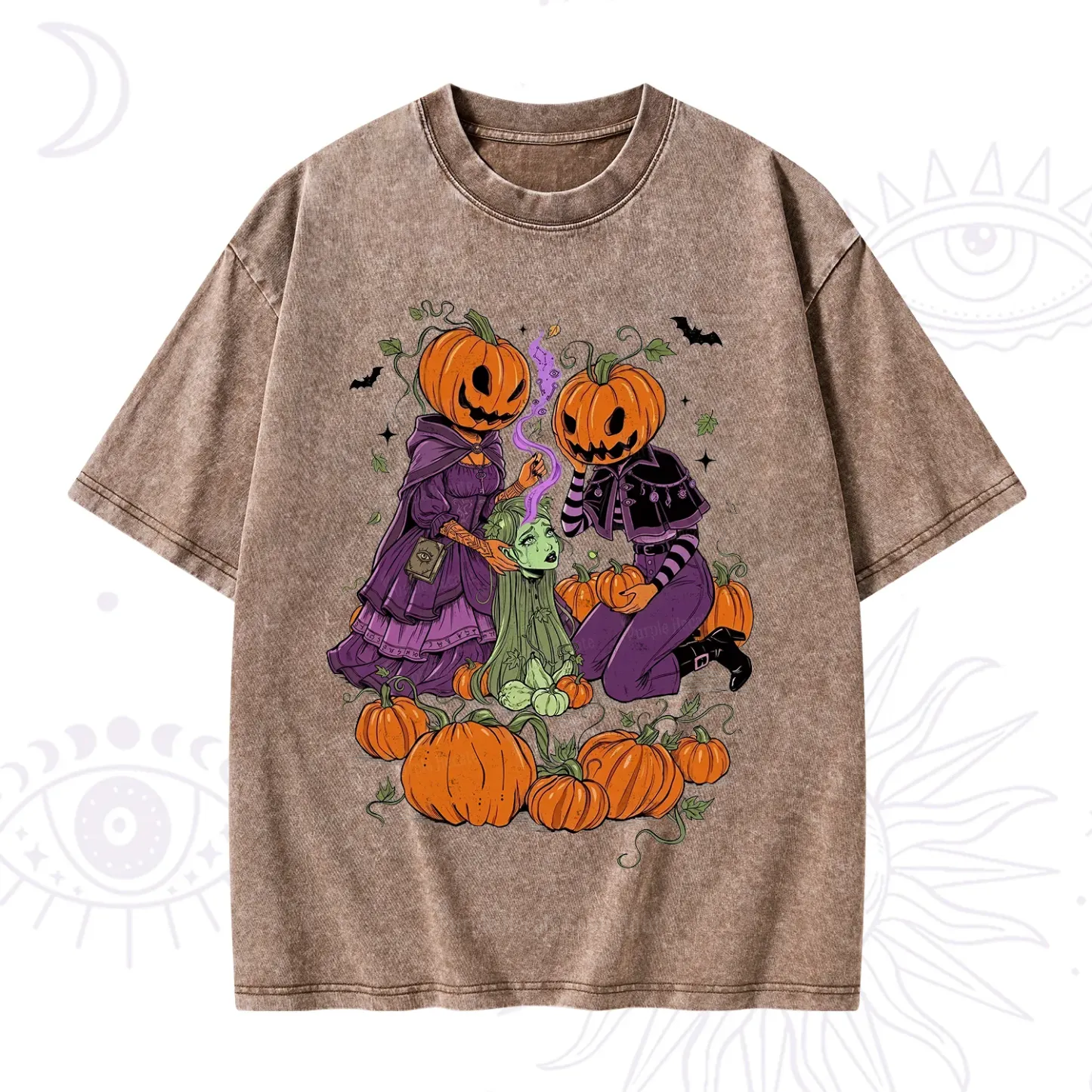 Purplehecate Spooky Witch Pumpkin Patch Washed T-Shirt