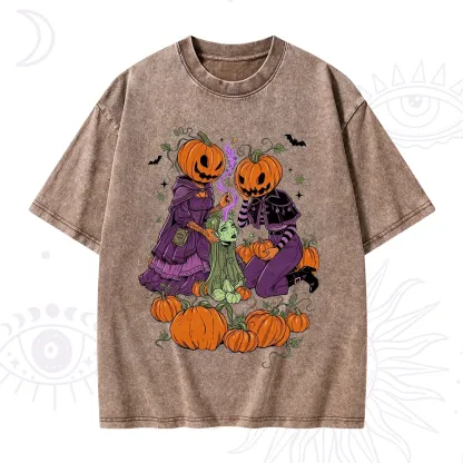 Purplehecate Spooky Witch Pumpkin Patch Washed T-Shirt