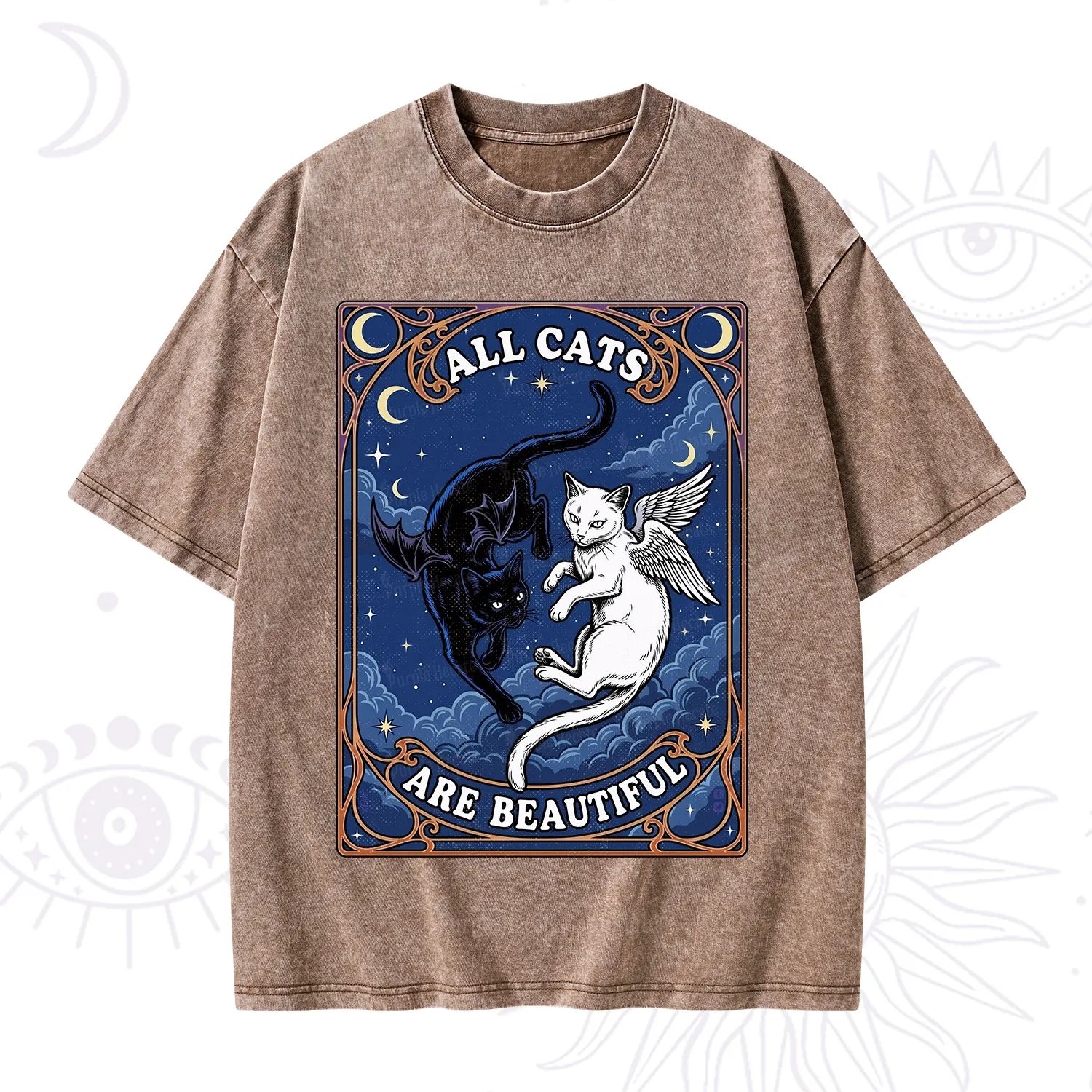 Purplehecate Angel & Devil Cat Washed T-Shirt