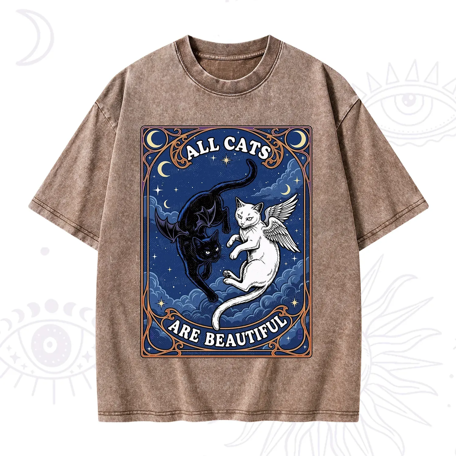 Purplehecate Angel & Devil Cat Washed T-Shirt