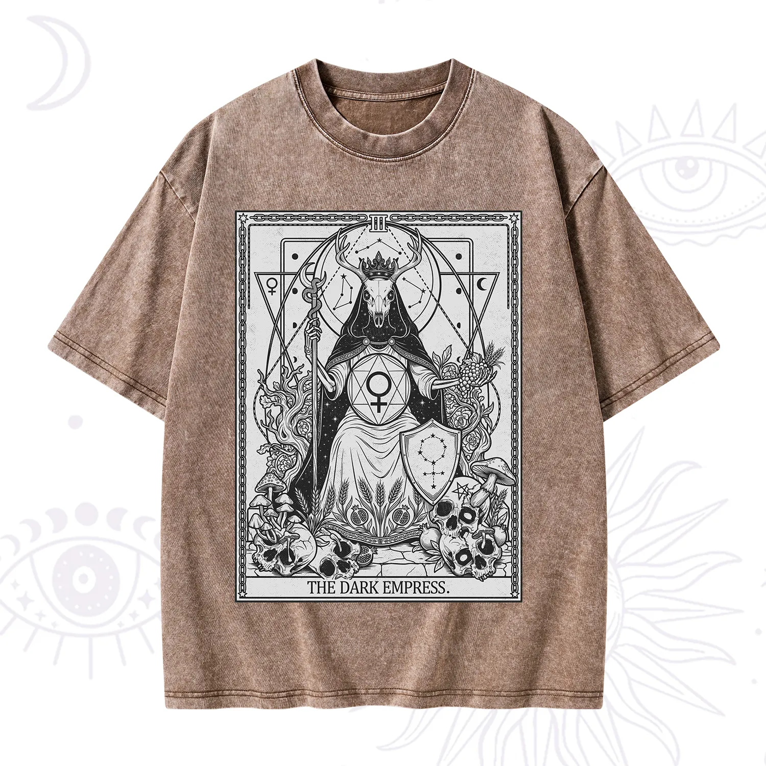 Purplehecate The Dark Empress Tarot Washed T-Shirt