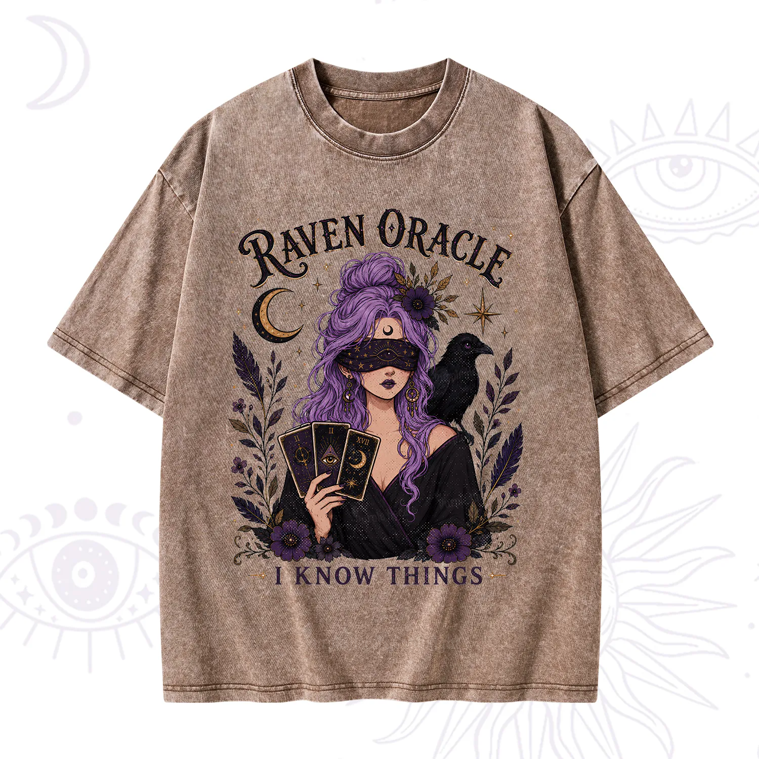 Purplehecate Raven Oracle I Know Things Witchy Washed T-Shirt