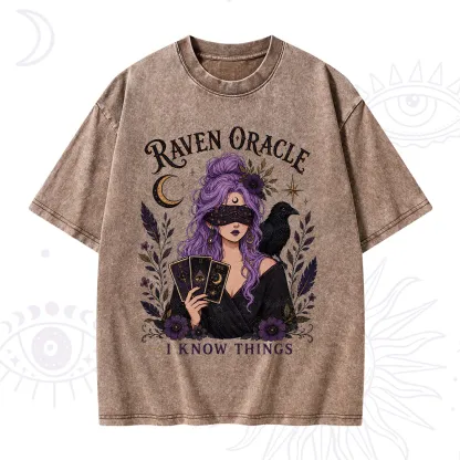 Purplehecate Raven Oracle I Know Things Witchy Washed T-Shirt