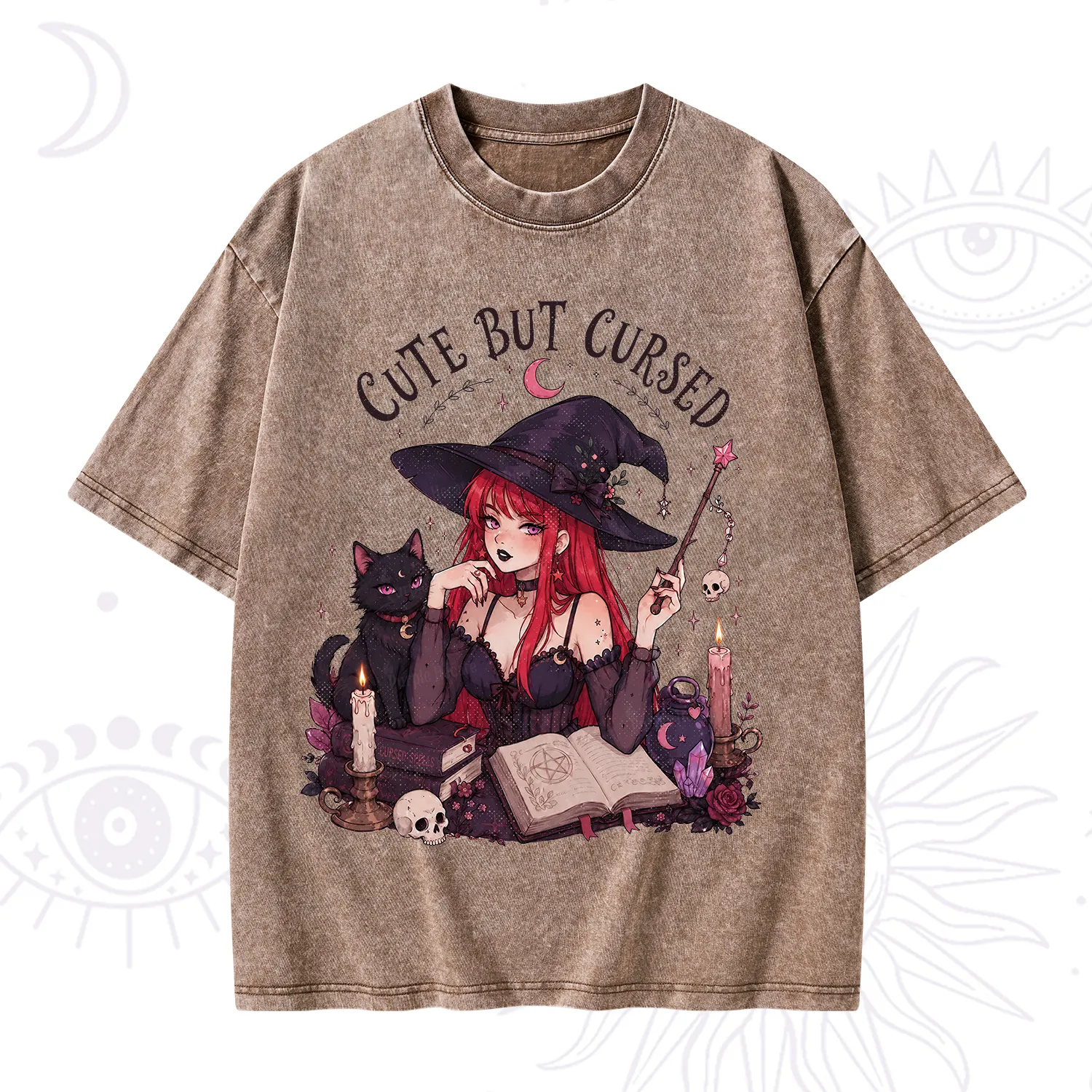 Purplehecate Cute But Cursed Witch Washed T-Shirt