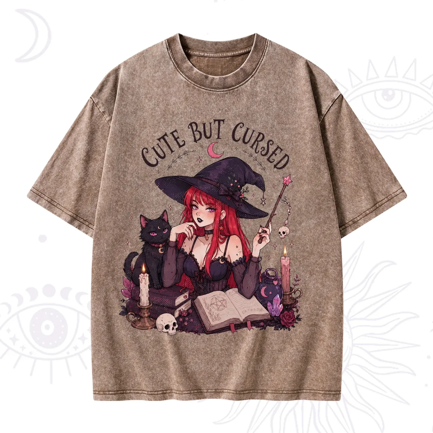 Purplehecate Cute But Cursed Witch Washed T-Shirt