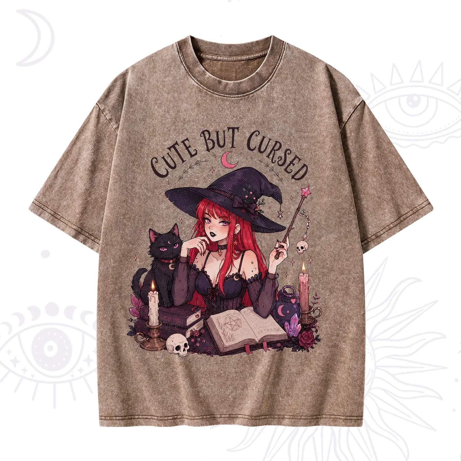 Purplehecate Cute But Cursed Witch Washed T-Shirt