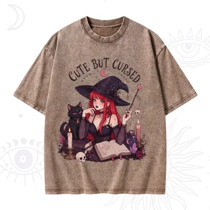 Purplehecate Cute But Cursed Witch Washed T-Shirt