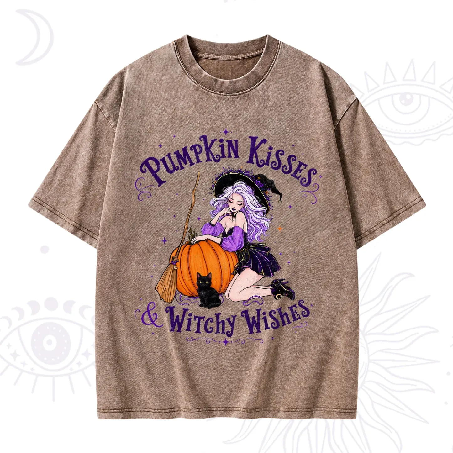 Purplehecate Pumpkin Kisses & Witchy Wishes Washed T-Shirt