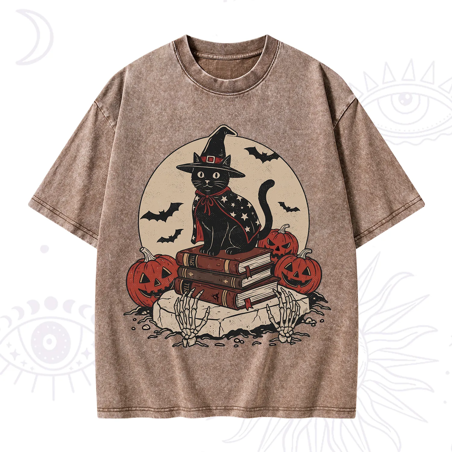Purplehecate Witch Hat Pumpkin Washed T-Shirt