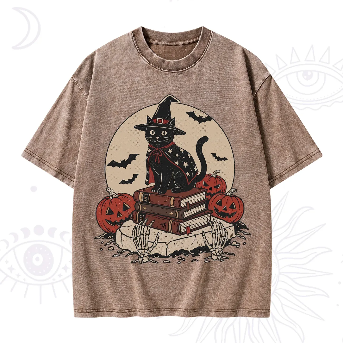 Purplehecate Witch Hat Pumpkin Washed T-Shirt