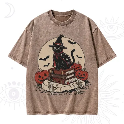 Purplehecate Witch Hat Pumpkin Washed T-Shirt