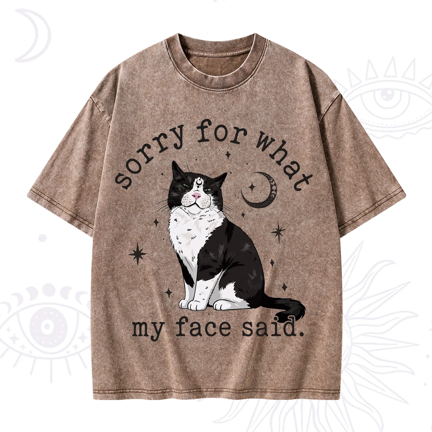 Purplehecate Sorry For What My Face Said Cat Washed T-Shirt