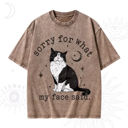 Purplehecate Sorry For What My Face Said Cat Washed T-Shirt