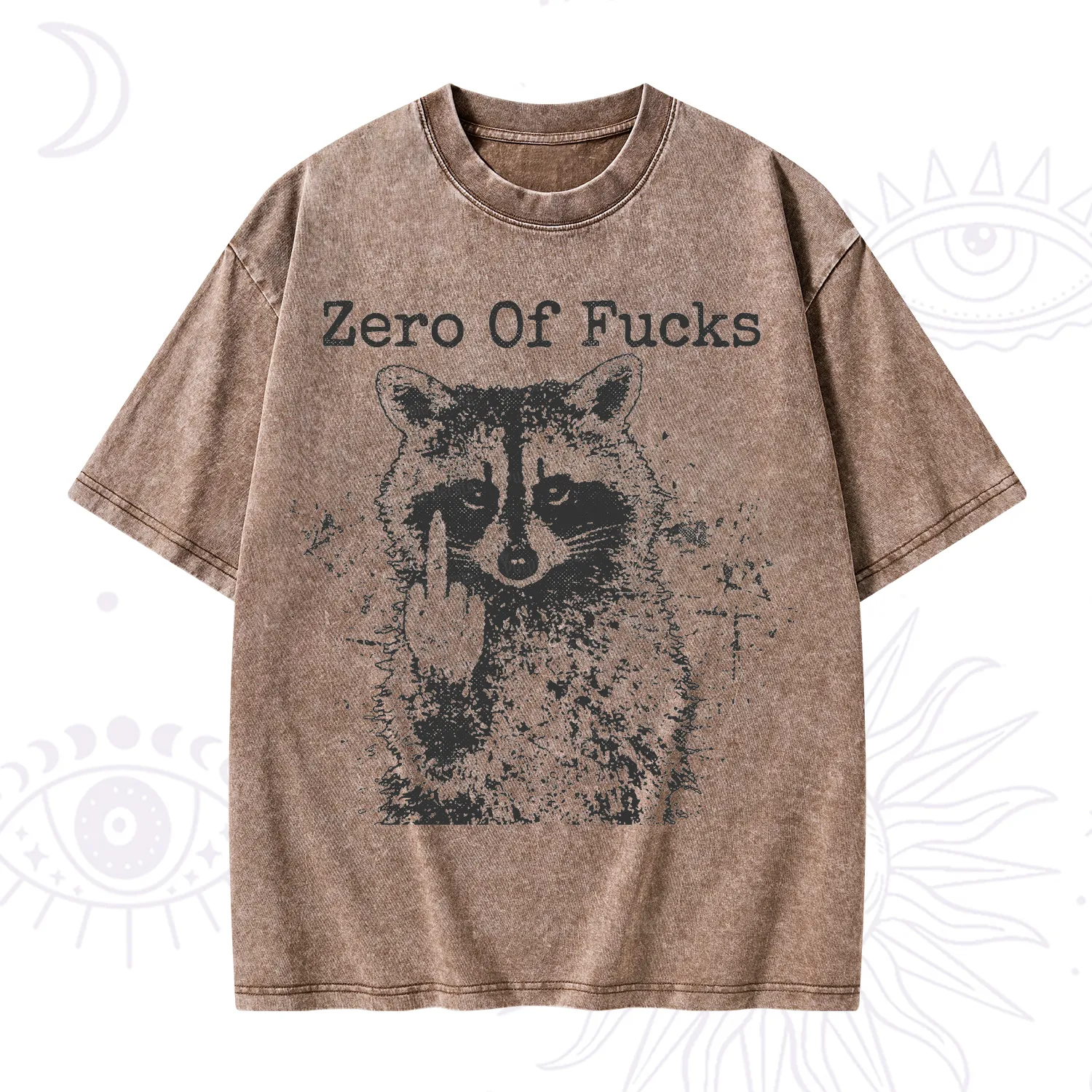 Purplehecate Zero Of Fucks Raccoon Washed T-Shirt