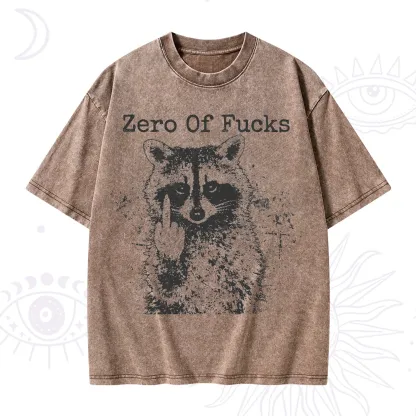Purplehecate Zero Of Fucks Raccoon Washed T-Shirt