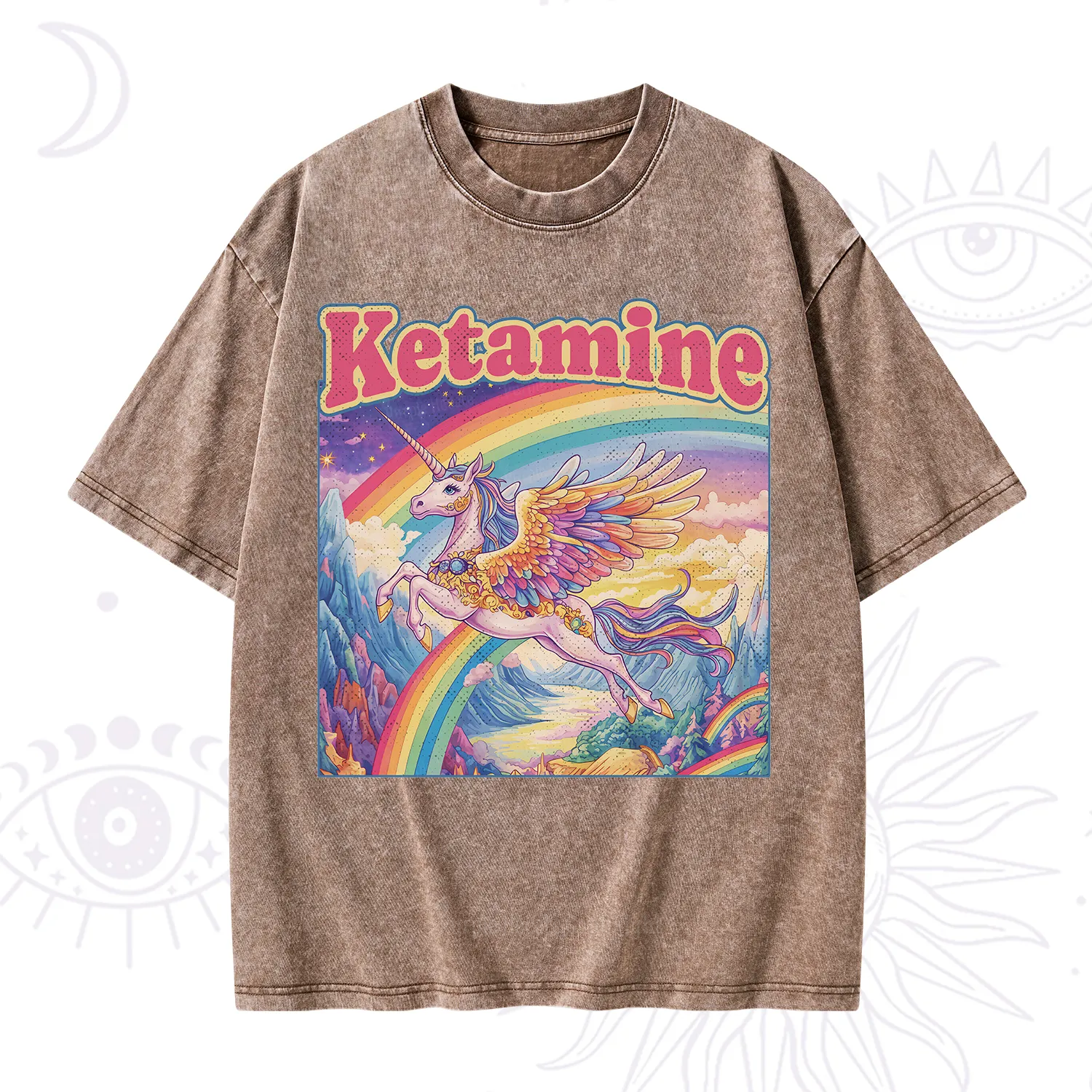 Purplehecate Ketamine Rainbow Unicorn Washed T-Shirt