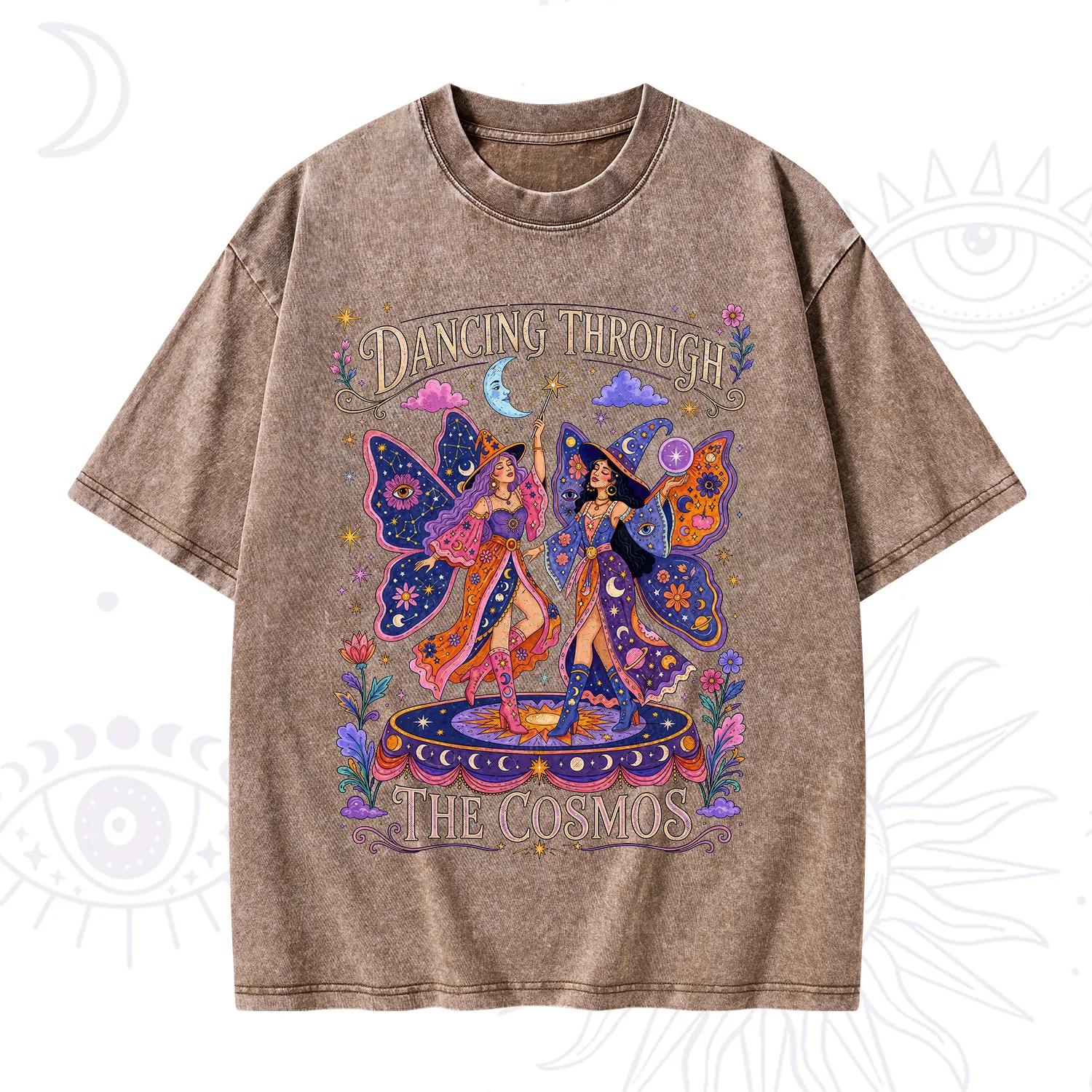 Purplehecate Dancing Through the Cosmos Washed T-Shirt