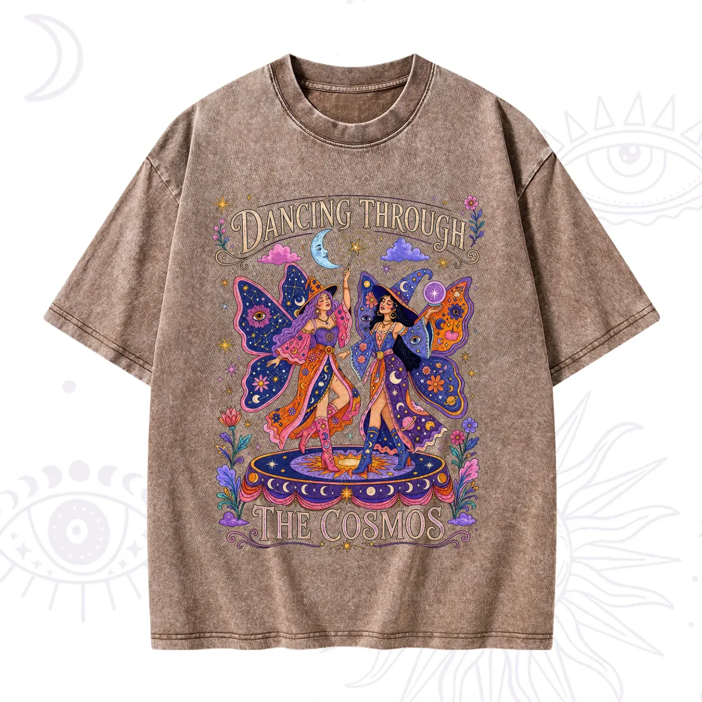 Purplehecate Dancing Through the Cosmos Washed T-Shirt
