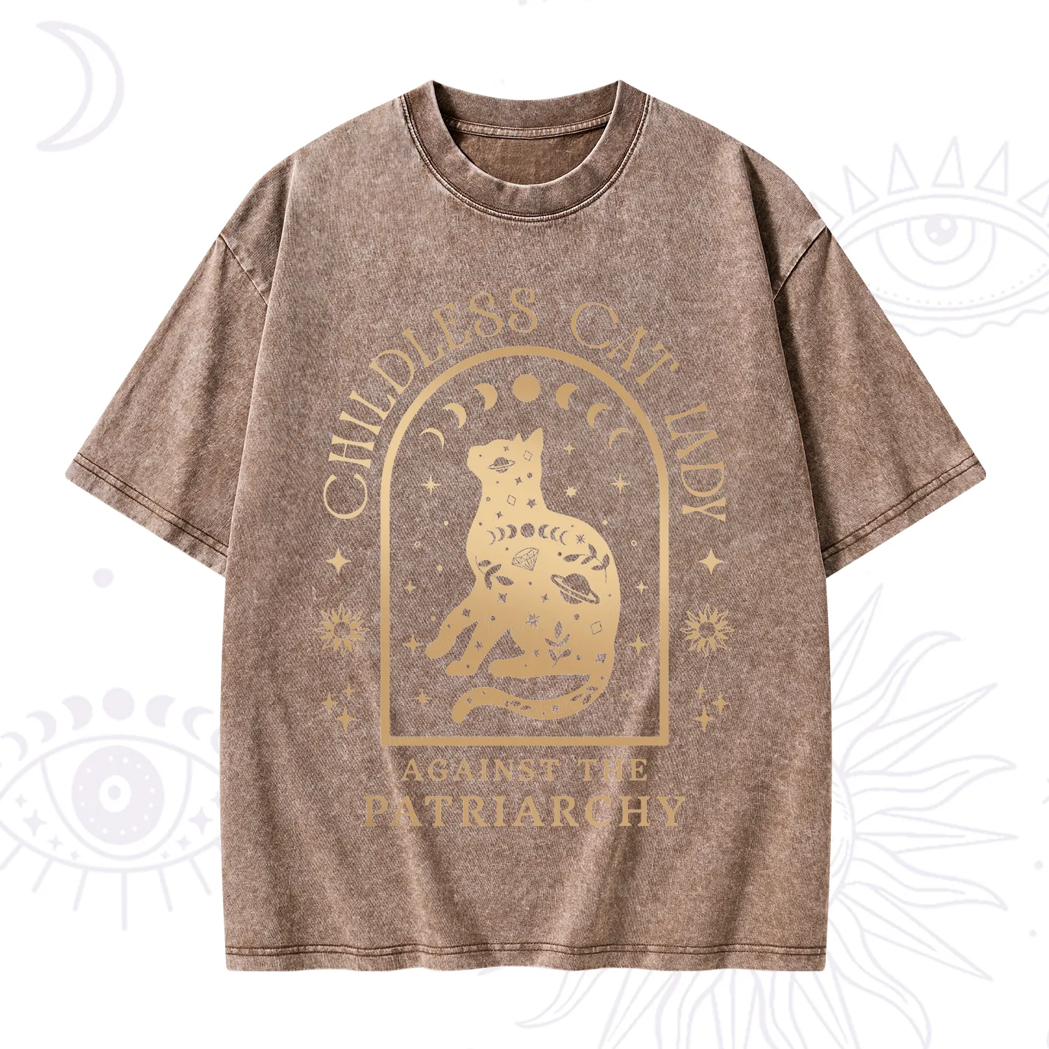 Purplehecate Childless Cat Lady Against the Patriarchy Washed T-Shirt