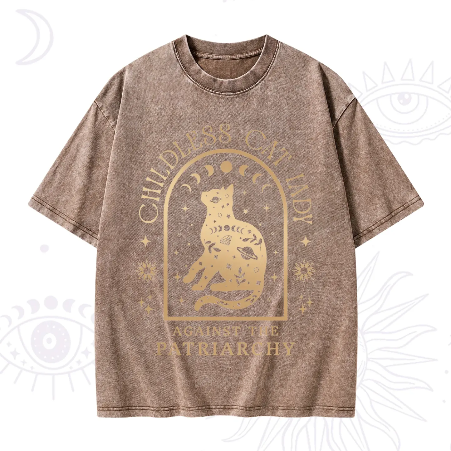 Purplehecate Childless Cat Lady Against the Patriarchy Washed T-Shirt