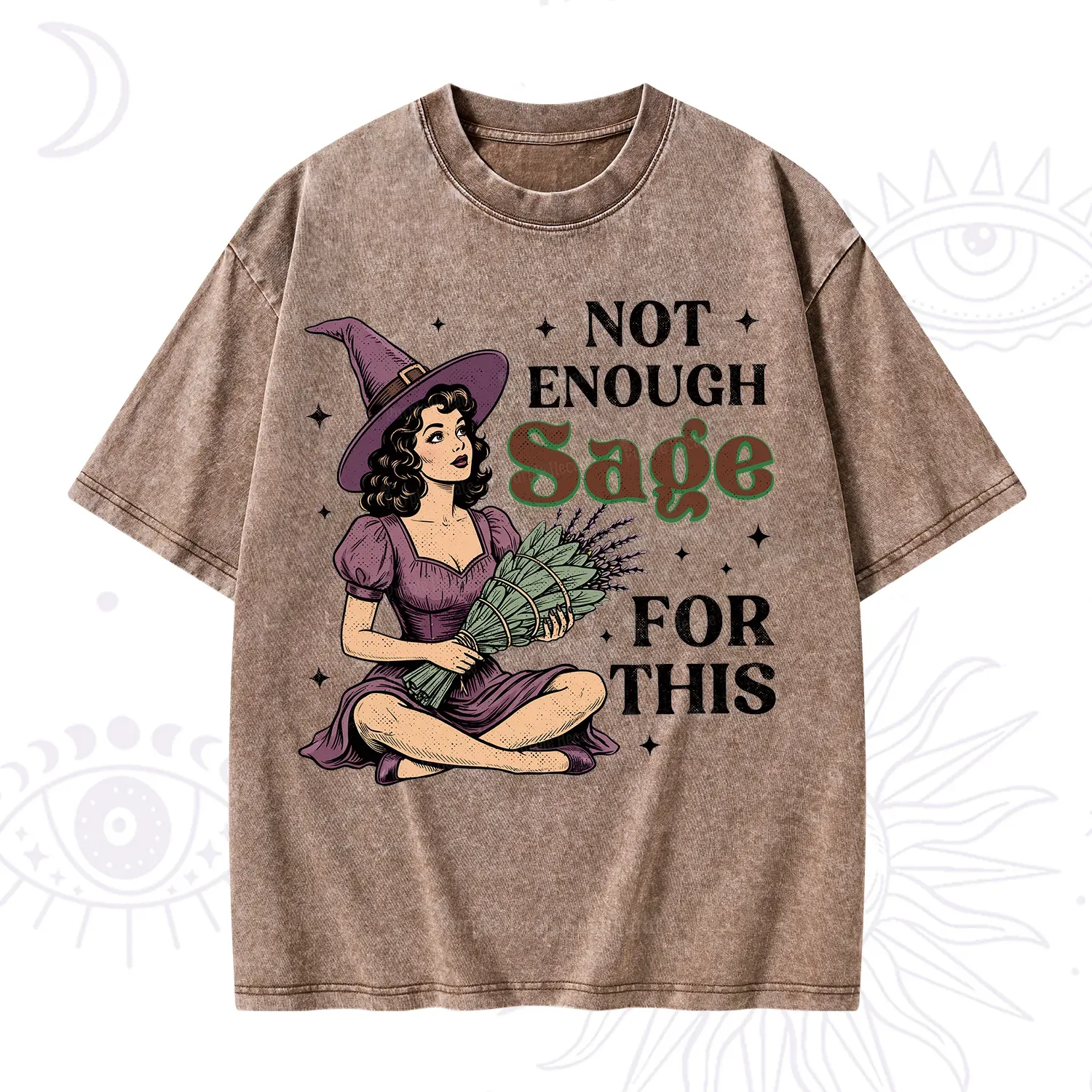 Purplehecate Not Enough Sage Witchcore Spiritual Washed T-Shirt