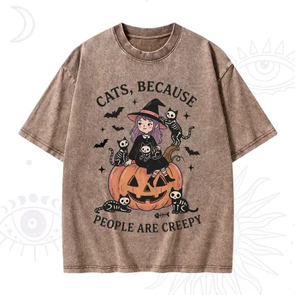 Purplehecate Cats Because People Are Creepy Washed T-Shirt
