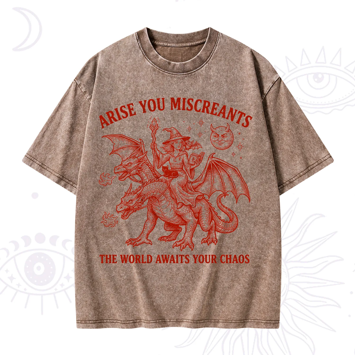 Purplehecate Arise You Miscreants Chaos Rider Witch Washed T-Shirt