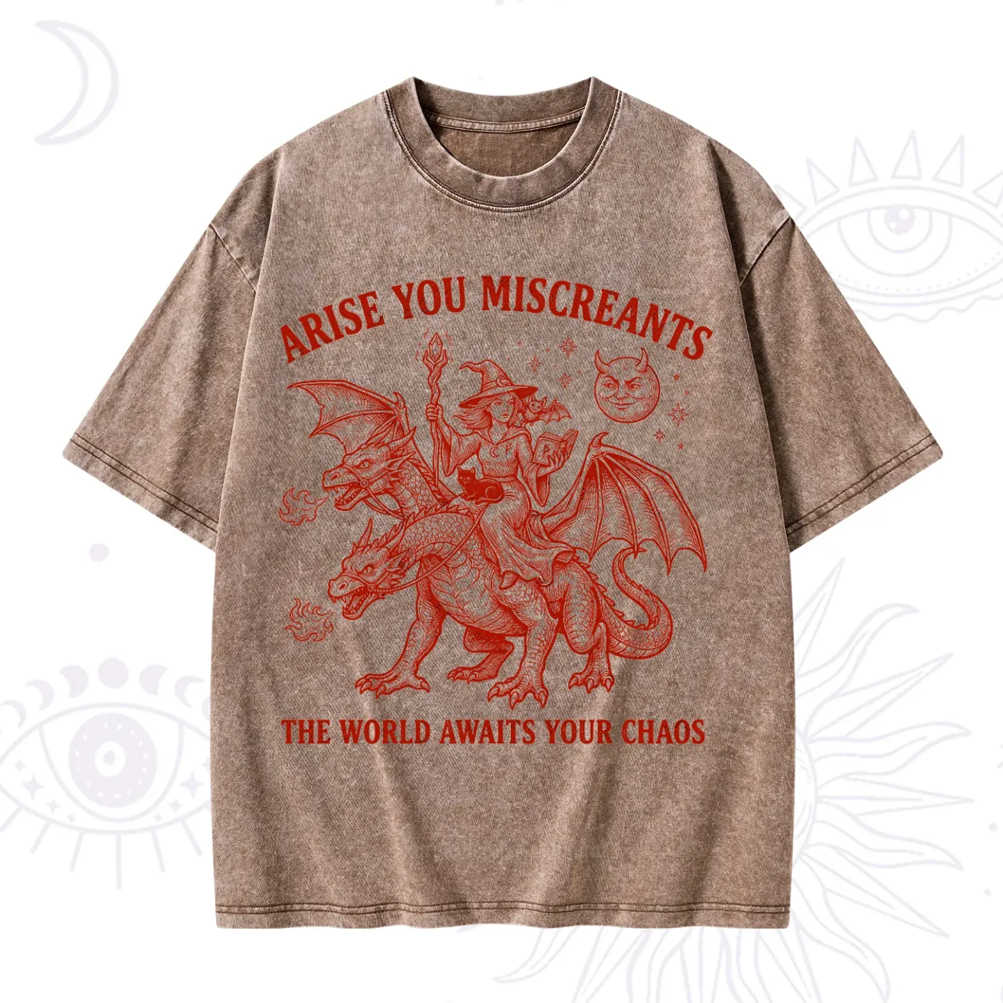 Purplehecate Arise You Miscreants Chaos Rider Witch Washed T-Shirt